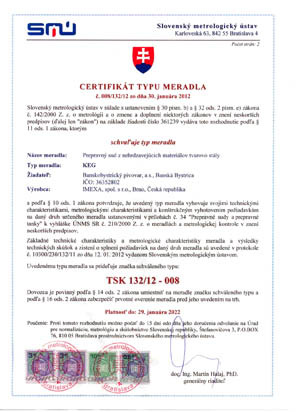 Certifikat typu meradla - Slovensko
